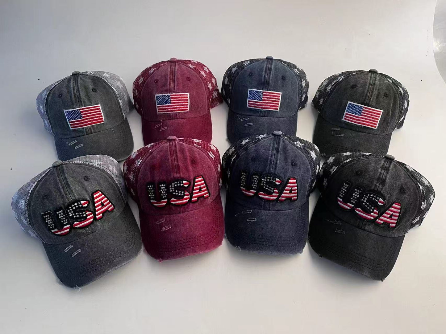 Distressed Star Print Mesh Pony Cap