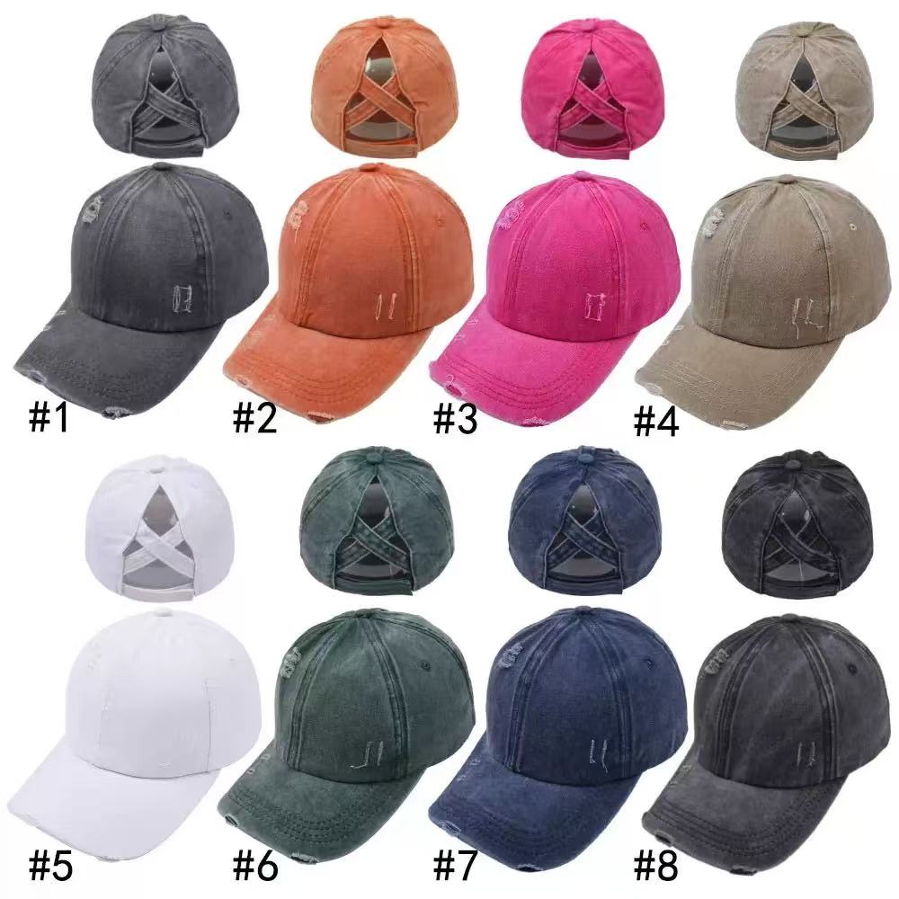 Women Criss Cross Hat Baseball Pony Tail Caps