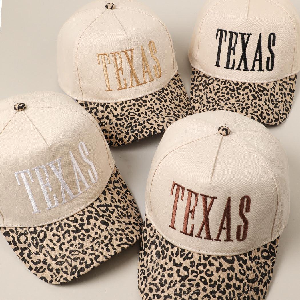 5-Panel Embroidery Two-Tone Trucker Hat with LEOPARD