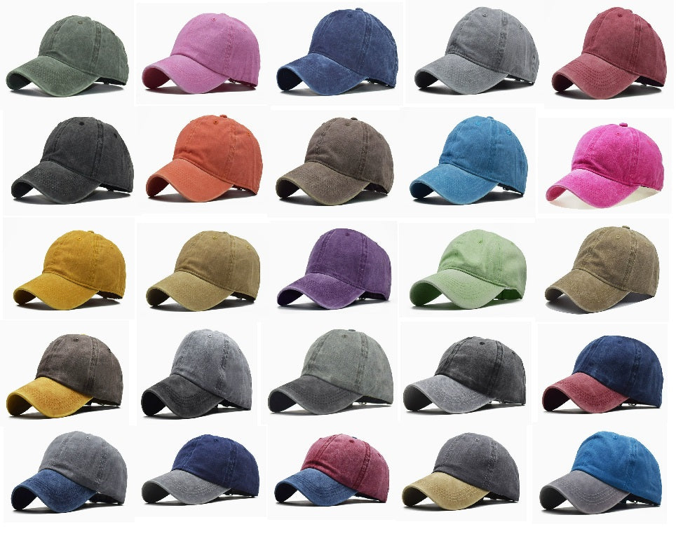 Embroidery Washed Plain Retro Adjustable Dad Hats
