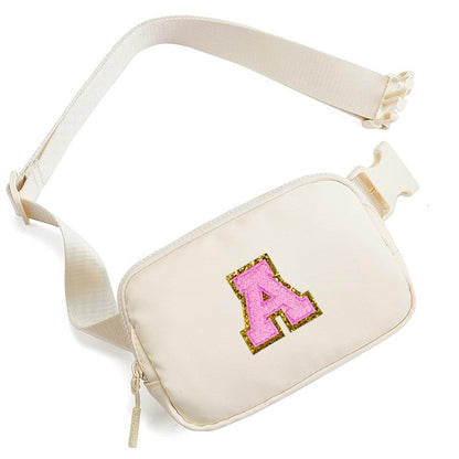 Chenille Letter Nylon Belt Bag Crossbody Bags