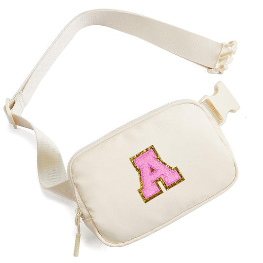 Chenille Letter Nylon Belt Bag Crossbody Bags