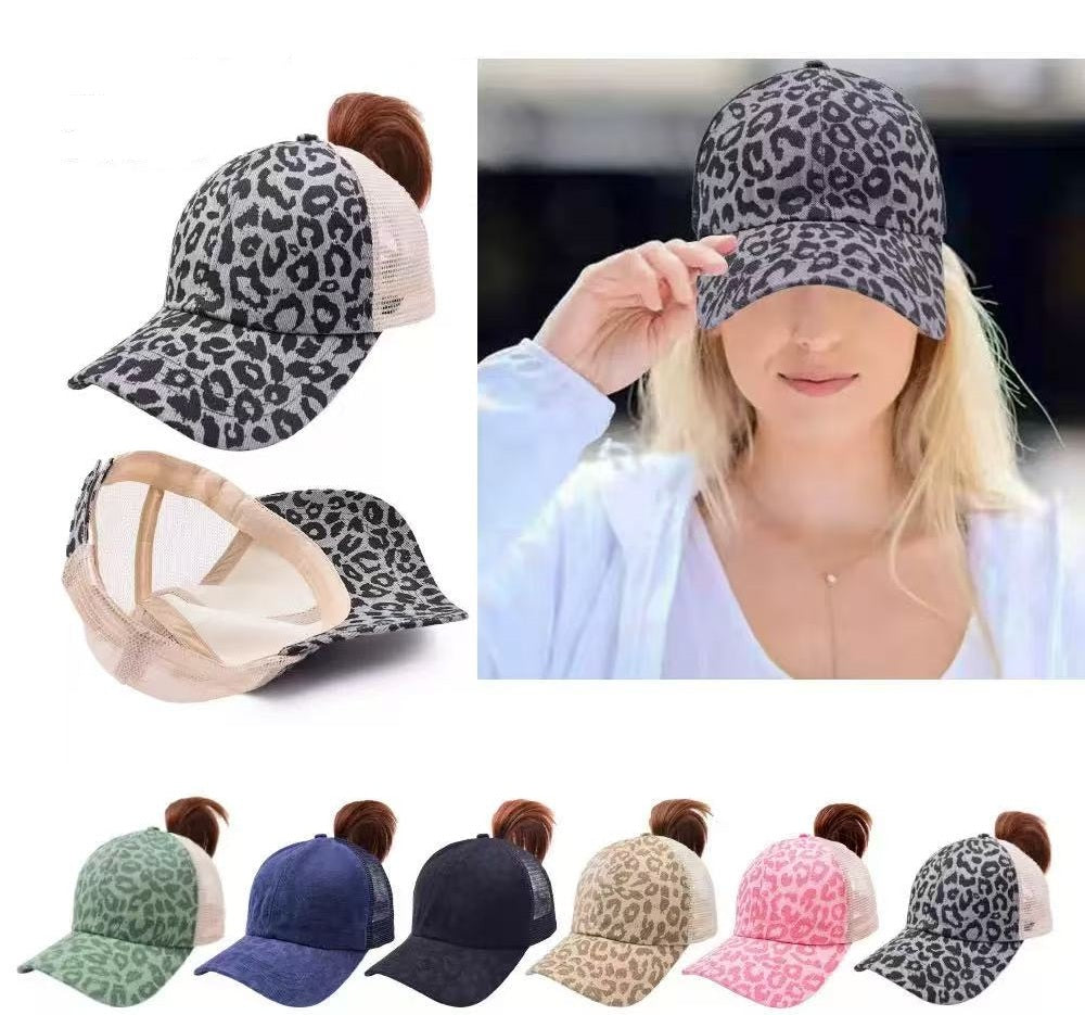 Women's Baseball Cap Leopard Print Mesh Hat