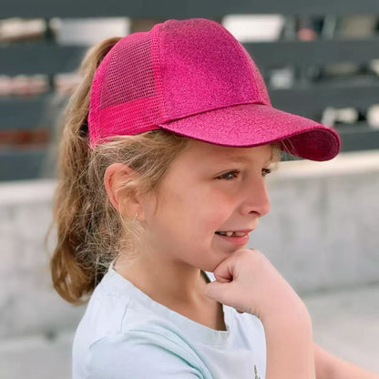 Glitter Mesh Baseball Cap for Kids