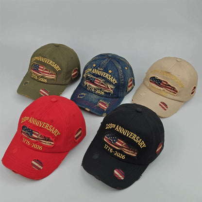 Vintage & distressed! New printed embroidered baseball cap