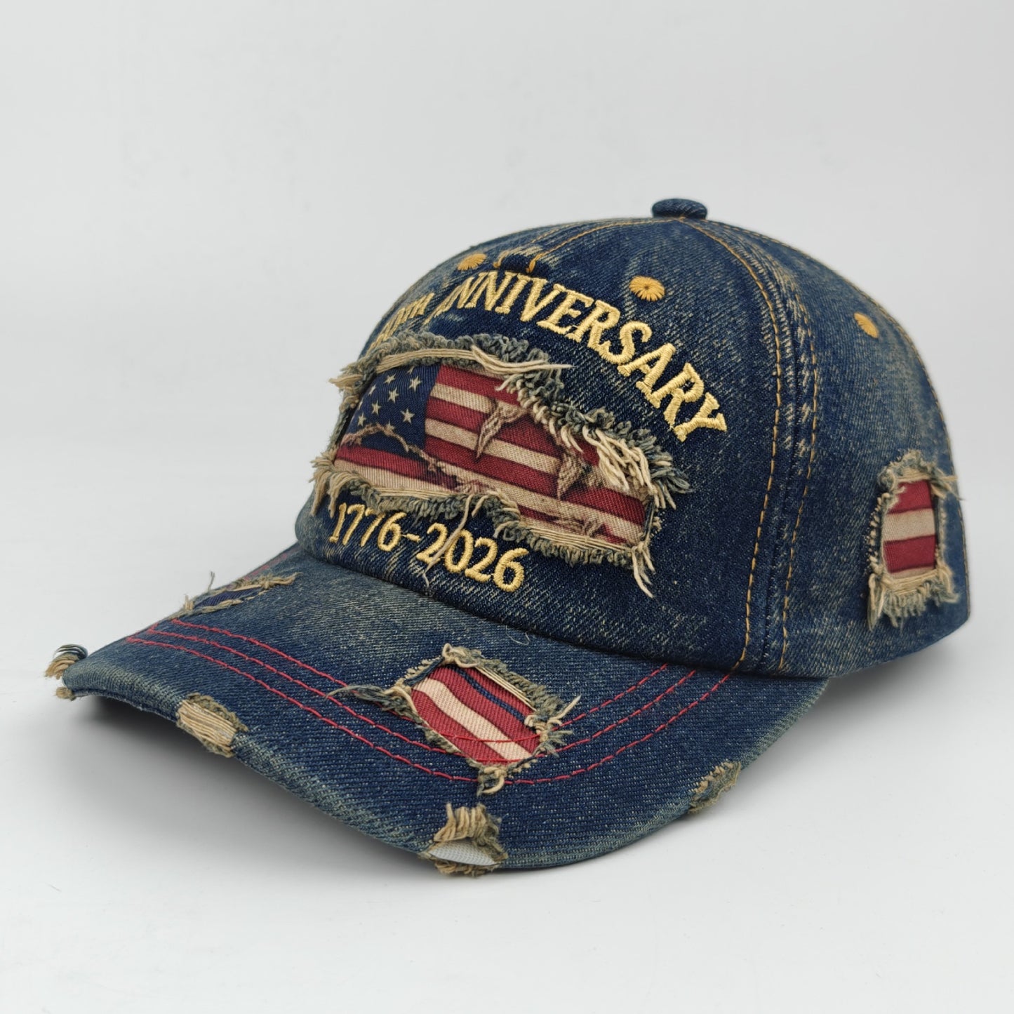 Vintage & distressed! New printed embroidered baseball cap