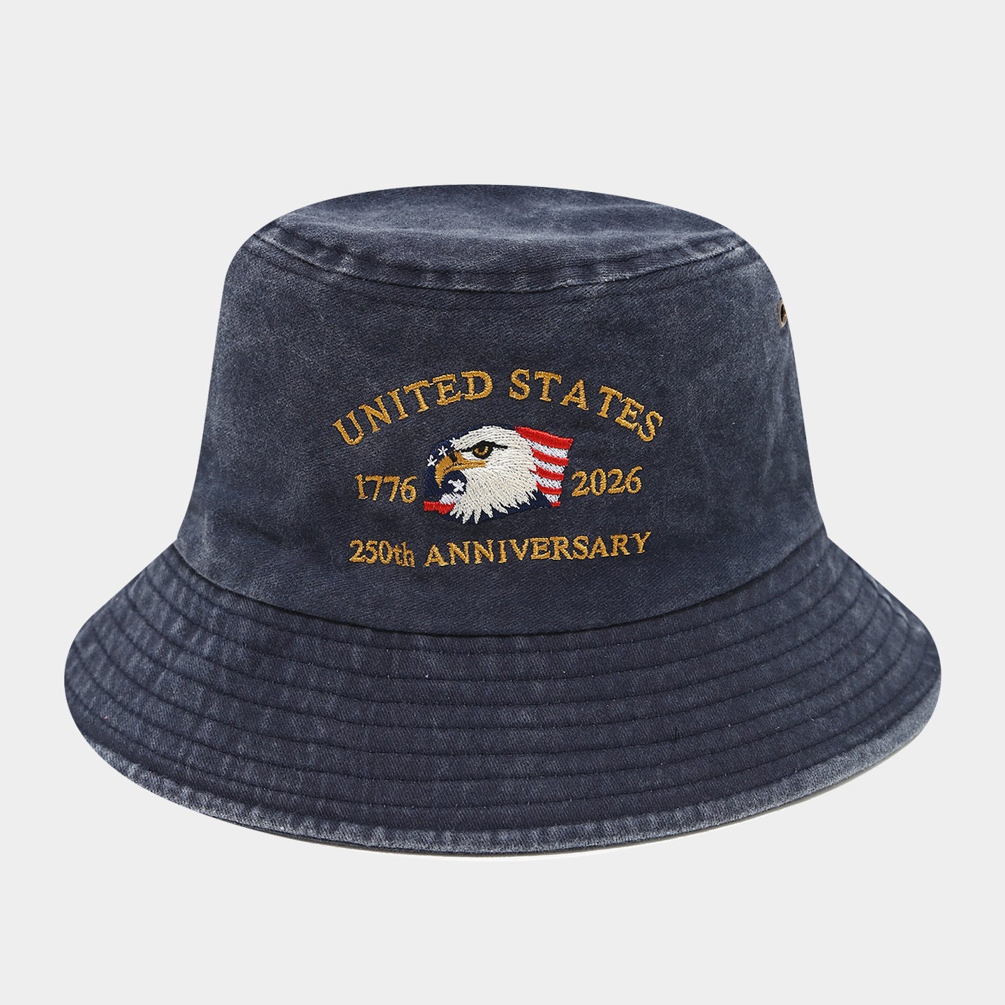 USA 250th Anniversary Cap Unisex Bucket Hat, Trendy Distressed Washed Denim Cotton Outdoor Sun Hat