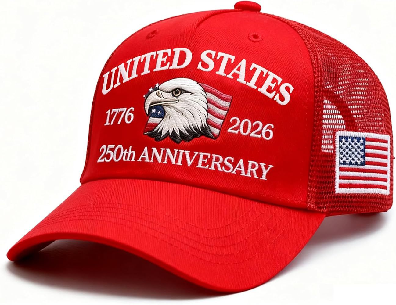 250 Anniversary USA Hat 250th Anniversary USA hat 1776-2026 Embroidery Foam Trucker Hat Black Adjustable Mesh-Back Cap