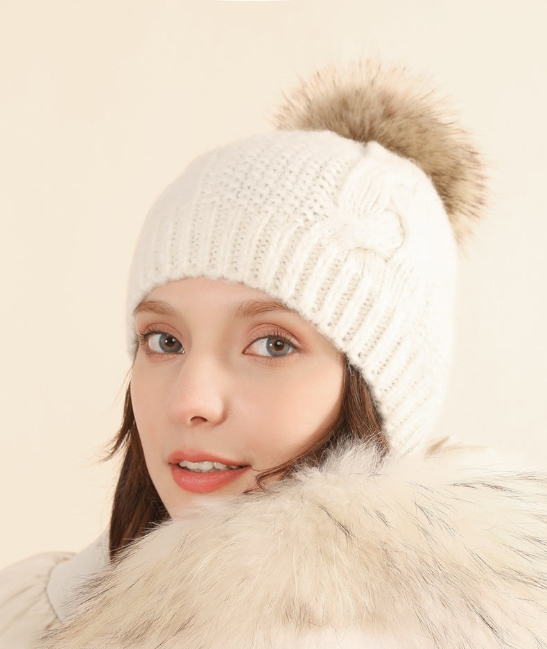 Pompom Beanie Knit Hat