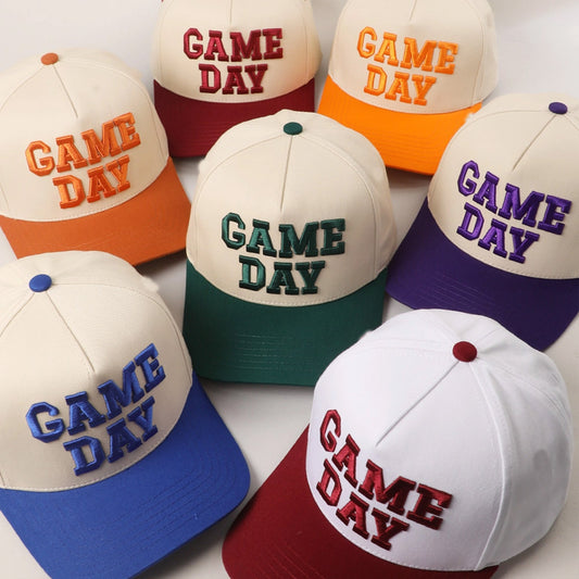 Game Day Hat Snapback Baseball Hats Football Embroidered Trucker