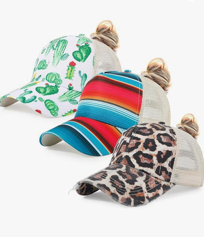 Stripe Cotton Pony Hat