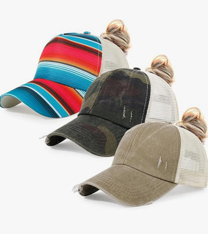 Stripe Cotton Pony Hat