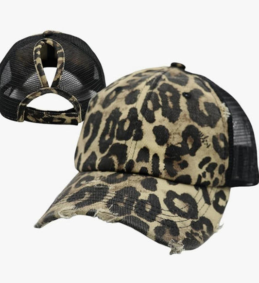 Ponytail Leopard Baseball Cap