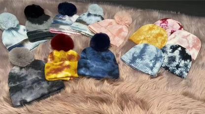 PomPom Tiedye Beanie Hat