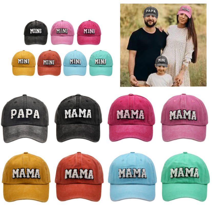 PAPA/MAMA/MINI Washed Distressed Baseball Cap