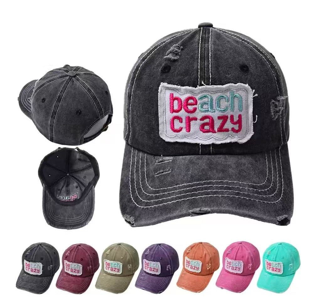 Beach Crazy Embroidery  Baseball Cap