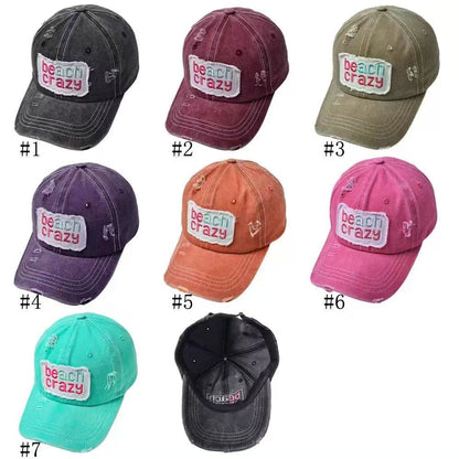 Beach Crazy Embroidery  Baseball Cap